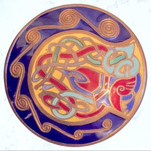 Vintage 50s Book of Kells Tara Ware Brooch/ Pendant; Made in Ireland